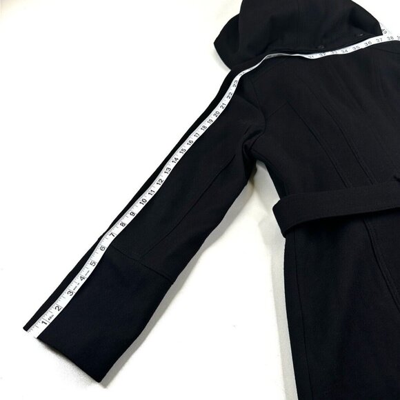 Michael Kors Asymmetric Zip Wool Blend Coat Black Women's Size 8 Belted Hooded - Picture 11 of 16